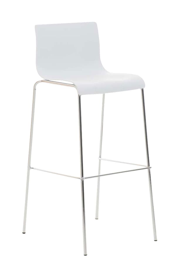 Modern Barstol - Chic Design - Bekväm ergonomisk sätesfärg: Vit | Basfärg: krom
