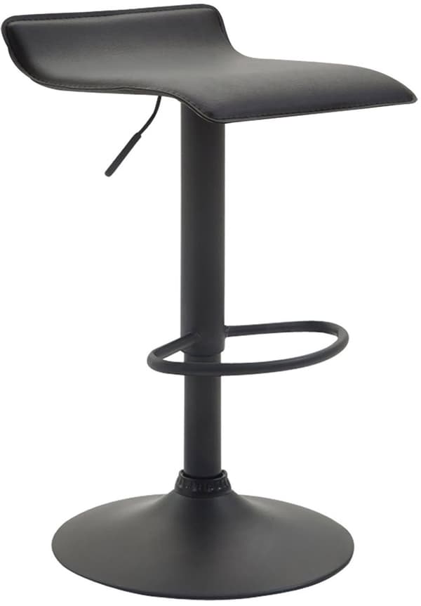 Stylish Bar Chair - Smart Design - Justerbar i höjd och med fotstöd - Konstgjord läderklädsel | Färg: Svart | Basfärg: svart