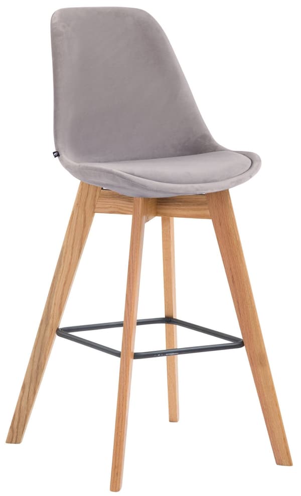 Velvet Bar Pall - Hållstol - Modern Elegance & Comfort for Home or Bar | Färg: Grå | Klädfärg: Naturen