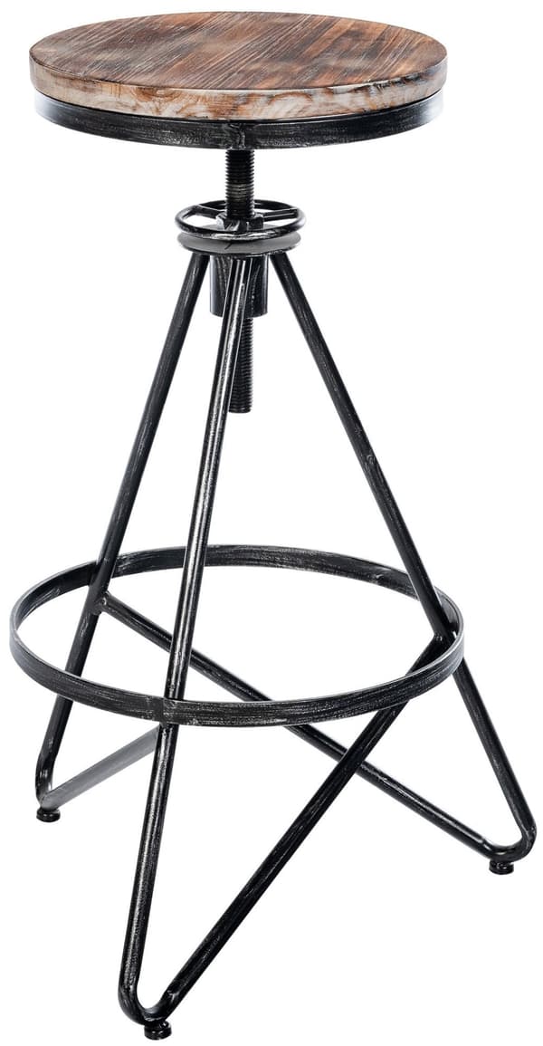 Barstol Industriell stil - Ash Wood - Justerbar höjd 67-81 cm | Färg: Silver