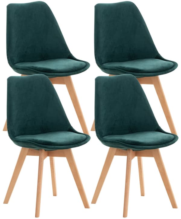 4 -Piece Sæt med spisestuestole - Køkkenstole - Komfortabel og rengøring let | Farve: Grøn | Materiale: blødt