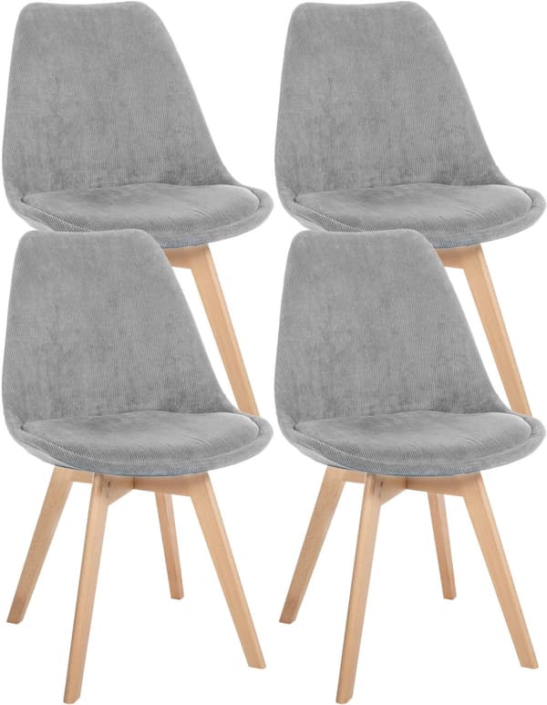 4 -Piece Sæt med spisestuestole - Køkkenstole - Komfortabel og rengøring let | Farve: lysegrå materiale: ledning