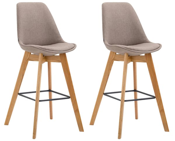 2 -deluppsättning av barstolar - Pallar - Komfort och elegant fotstöd | Färg: Taupe | Klädfärg: Naturen
