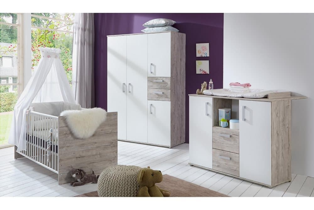 BENTE Barnmöbelset Vit/Trä/Natur/Silver