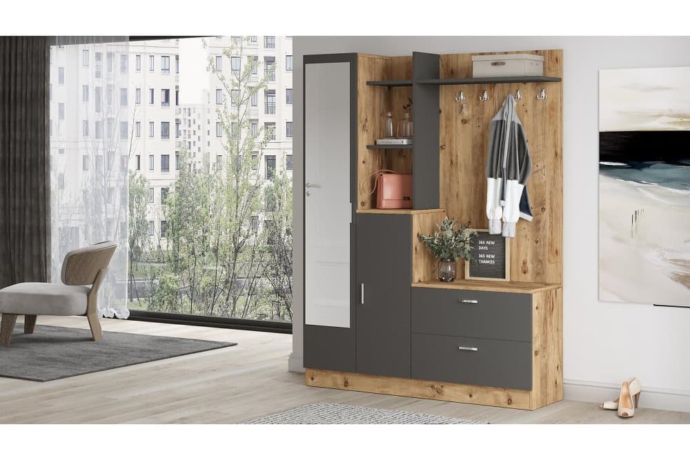 DADLES Hallmöbelset 37x140 cm Natur/Antracit