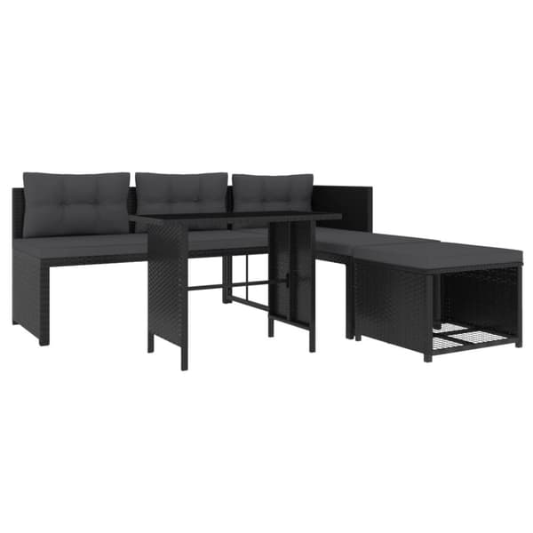 haveloungesæt 4 dele polyrattan sort