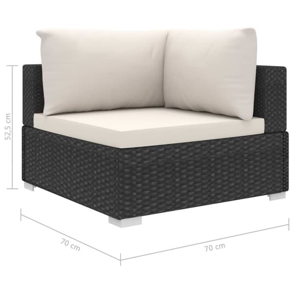 haveloungesæt 6 dele med hynder polyrattan sort
