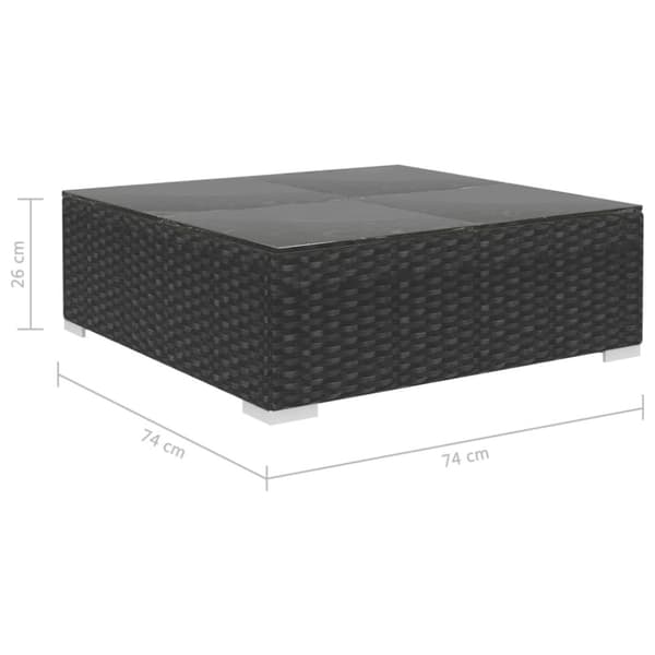 haveloungesæt 6 dele med hynder polyrattan sort