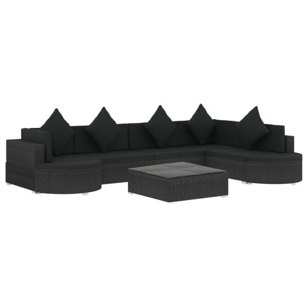 loungesæt til haven 8 dele med hynder polyrattan sort