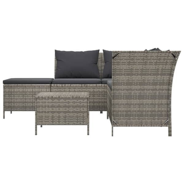 loungesæt til haven 4 dele med hynder polyrattan grå