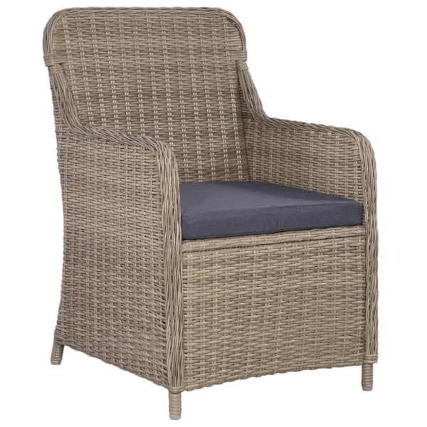 bistrosæt 3 dele med hynder polyrattan brun