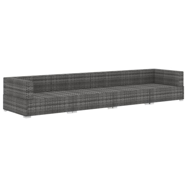 havesofasæt 4 dele med hynder polyrattan grå