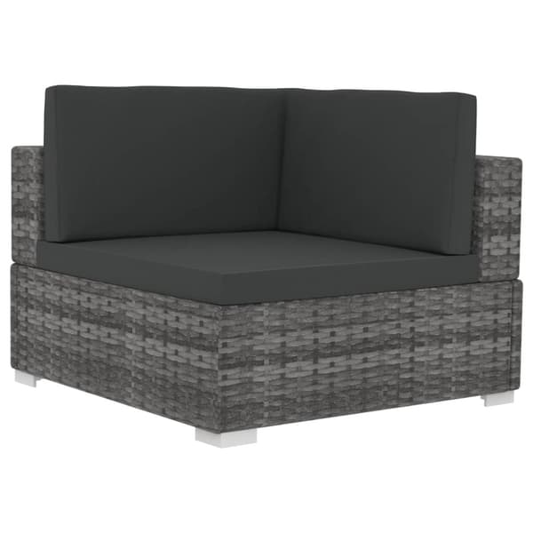 havesofasæt 4 dele med hynder polyrattan grå