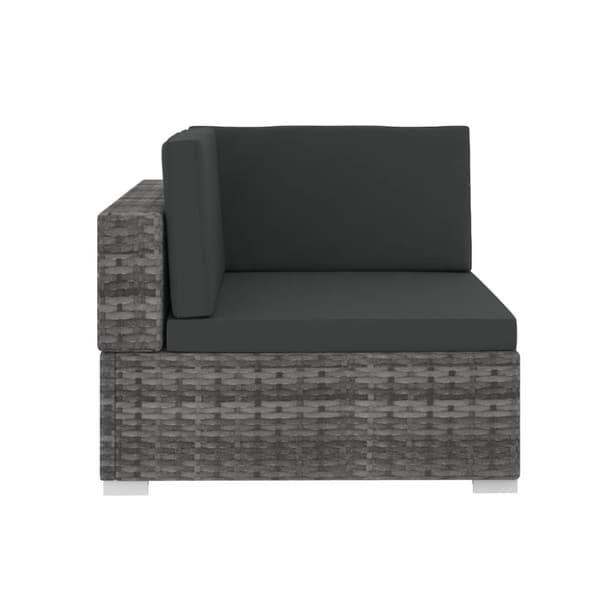 havesofasæt 4 dele med hynder polyrattan grå