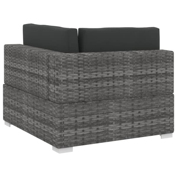 havesofasæt 4 dele med hynder polyrattan grå