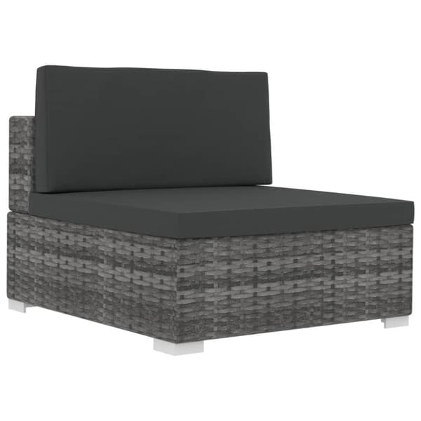 havesofasæt 4 dele med hynder polyrattan grå