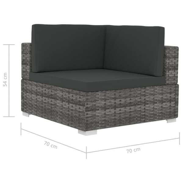 havesofasæt 4 dele med hynder polyrattan grå