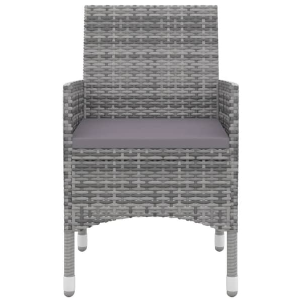 spisebordssæt til haven 3 dele med hynder polyrattan og glas