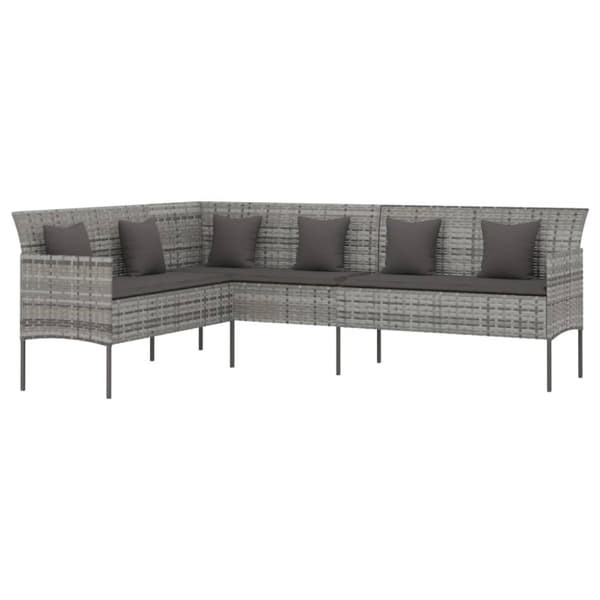 spisebordssæt til haven 2 dele med hynder polyrattan grå
