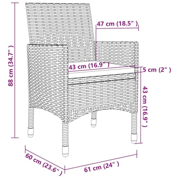 spisebordssæt til haven 7 dele med hynder polyrattan og glas