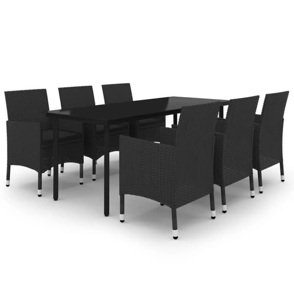 spisebordssæt til haven 7 dele med hynder polyrattan og glas