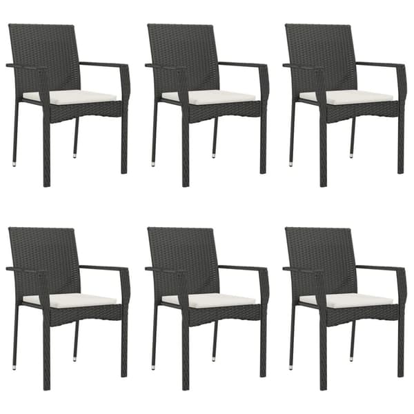 Matgrupp för trädgården med dynor 7 delar svart konstrotting