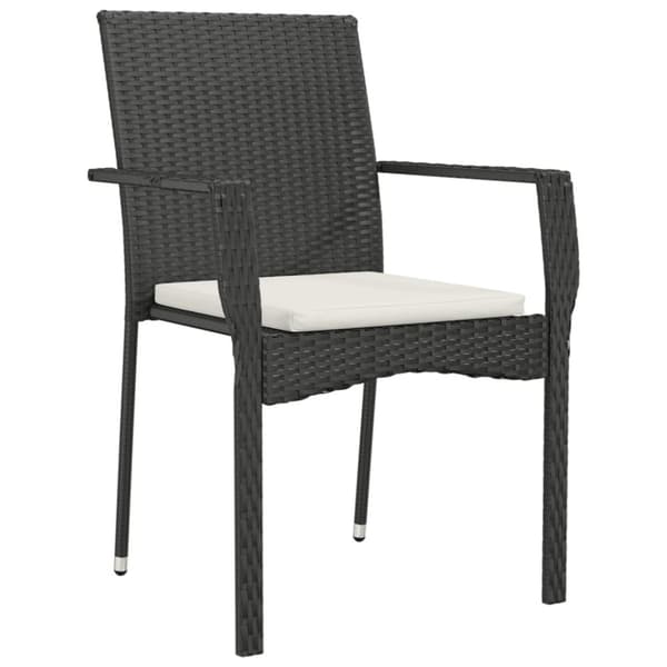 Matgrupp för trädgården med dynor 7 delar svart konstrotting