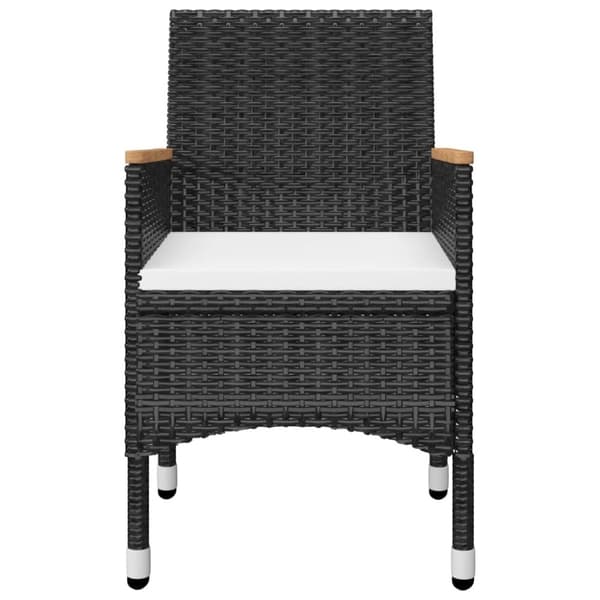 bistrosæt 3 dele polyrattan og hærdet glas sort