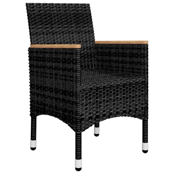 bistrosæt 3 dele polyrattan og hærdet glas sort
