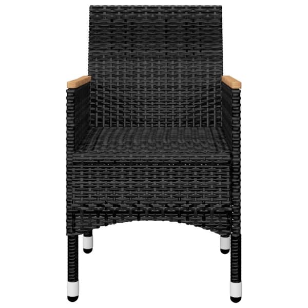 bistrosæt 3 dele polyrattan og hærdet glas sort