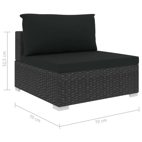 haveloungesæt 8 dele med hynder polyrattan sort