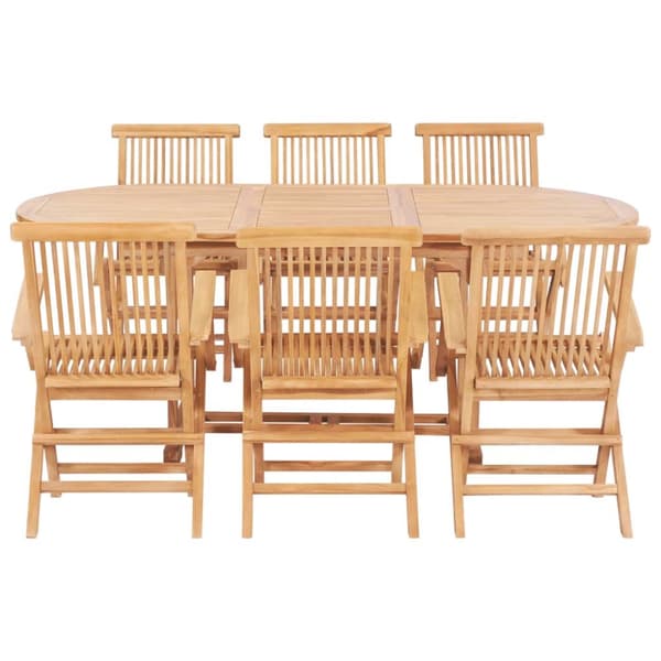 udendørs spisebordssæt 7 dele 150-200x100x75 cm massivt teak