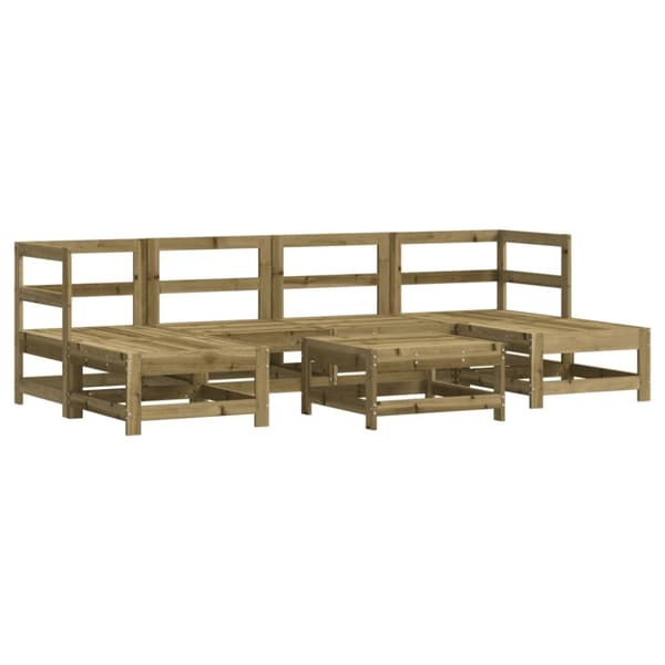 Loungegrupp med dynor 7 delar impregnerad furu