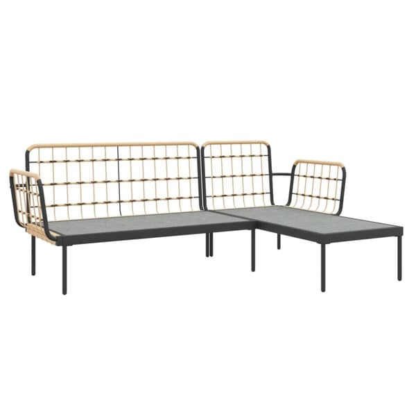 Loungegrupp för trädgården med beige dynor 3 delar konstrotting