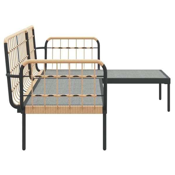 Loungegrupp för trädgården med beige dynor 3 delar konstrotting