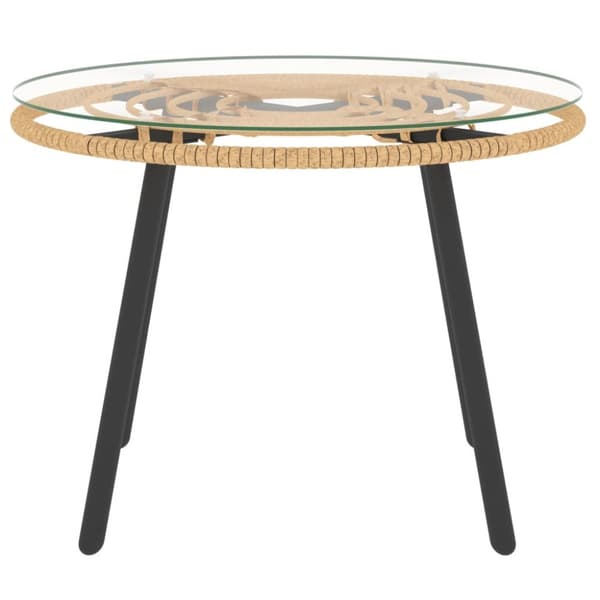 Loungegrupp för trädgården med beige dynor 3 delar konstrotting