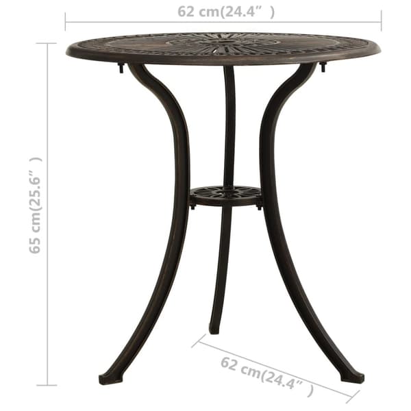 bistrosæt 3 dele støbt aluminium bronzefarvet