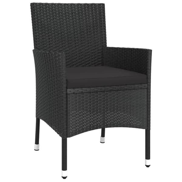 bistrosæt til haven 3 dele med hynder polyrattan sort