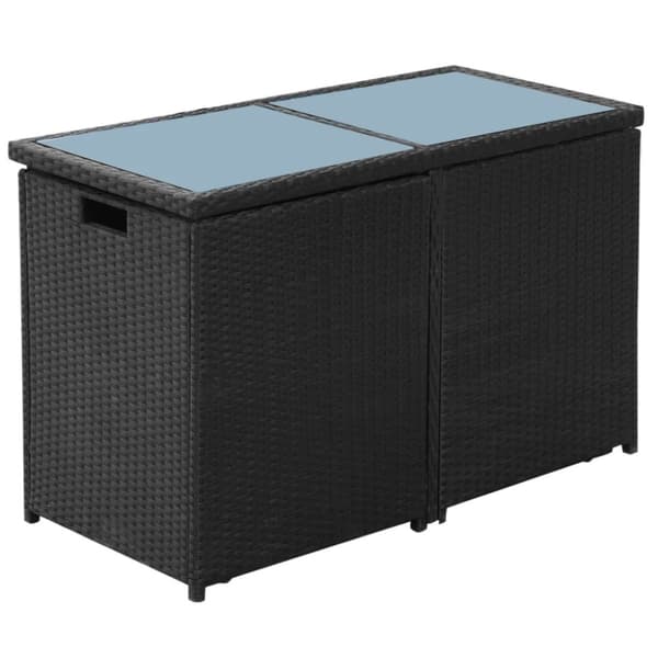 bistrosæt 3 dele med hynder polyrattan sort