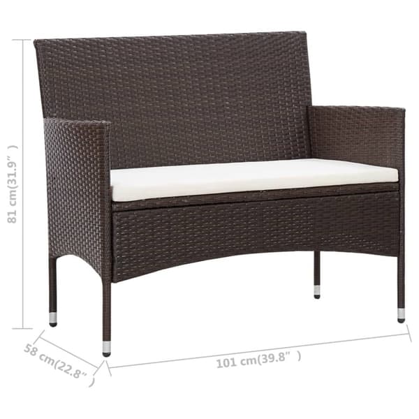 haveloungesæt 5 dele med hynder polyrattan brun