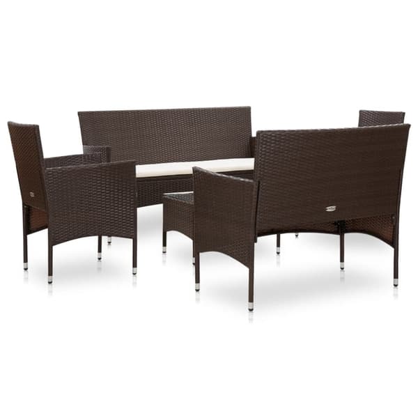 haveloungesæt 5 dele med hynder polyrattan brun
