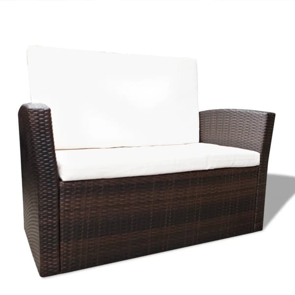 haveloungesæt 4 dele med hynder polyrattan brun