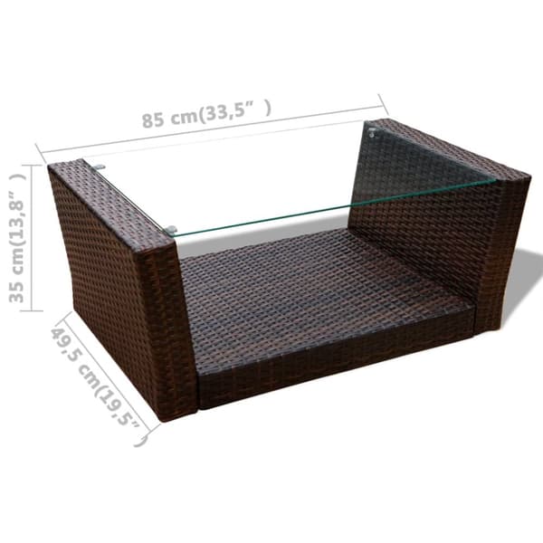 haveloungesæt 4 dele med hynder polyrattan brun