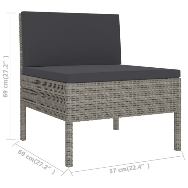 loungesæt til haven 2 dele med hynder polyrattan grå