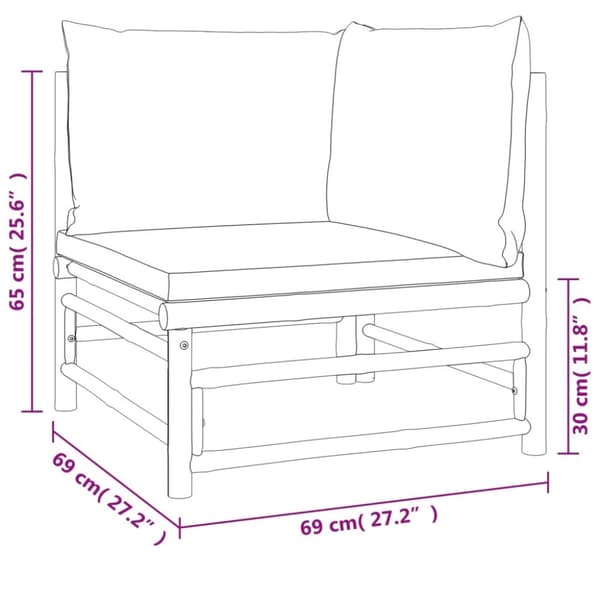 Loungegrupp 6 delar taupe dynor bambu