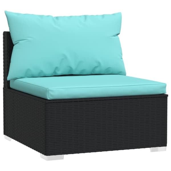 loungesæt til haven 2 dele med hynder polyrattan sort
