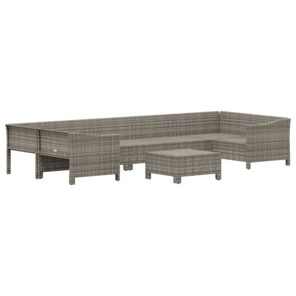 loungesæt til haven 8 dele med hynder polyrattan grå