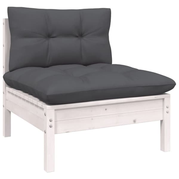 Loungegrupp med antracit dynor 13 delar massiv furu