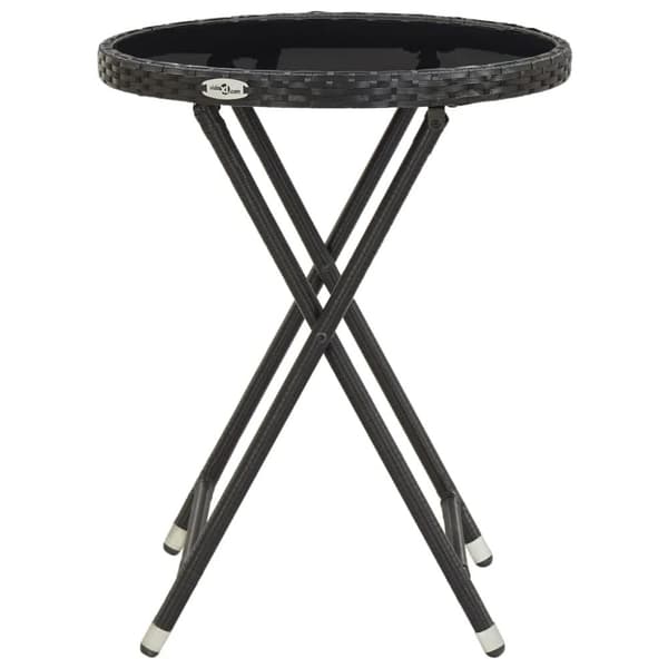 Caféset 3 delar konstrotting och härdat glas svart