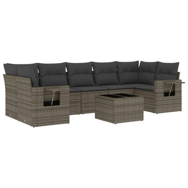 sofasæt til haven 8 dele med hynder polyrattan grå